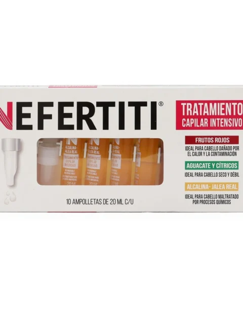 Ampolletas para Cabello Alcalina-Jalea Real Nefertiti 10 pz