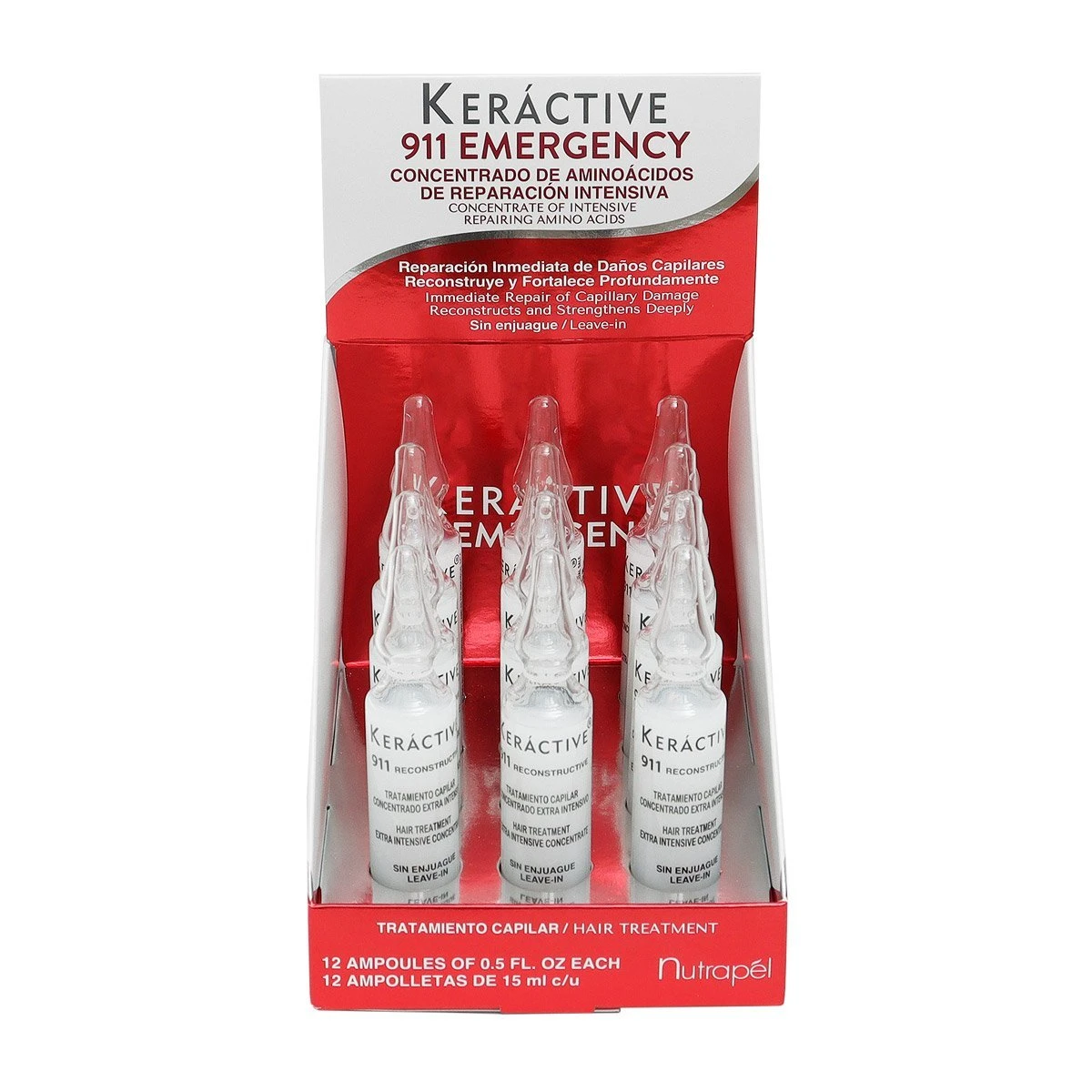 Ampolletas para Cabello Keráctive 911 Nutrapel 12 pz