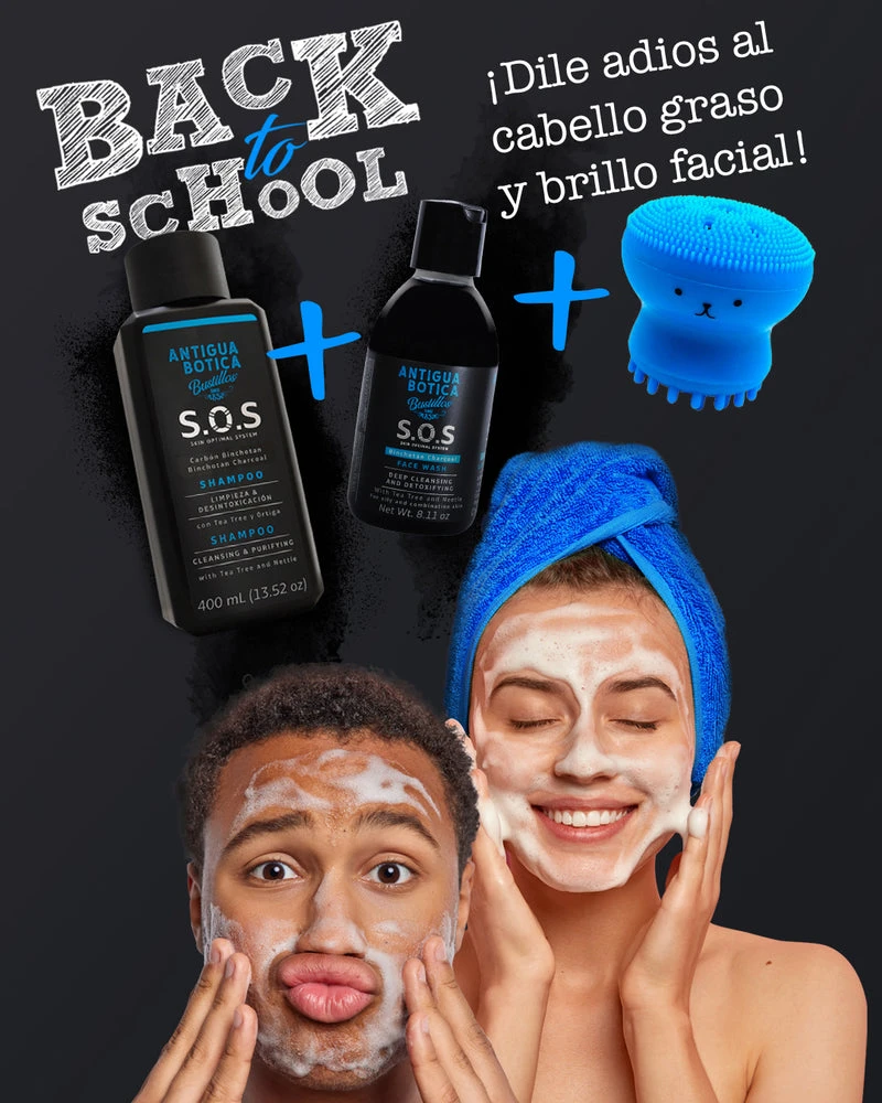 BACK TO SCHOOL 2024: Shampoo+ Limpiador facial y de REGALO un cepillo facial