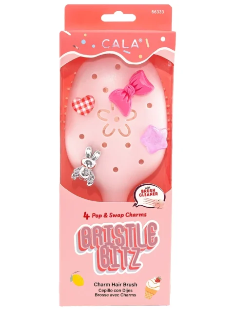 BRISTLE BITZ CHARM HAIR BRUSH: LIGHT PINK