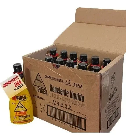 Caja con 12 NOPIKEX repelente líquido contra moscos (120 ml cada uno)