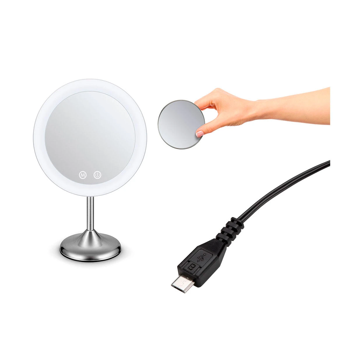 Conair Espejo Redondo LED Inalámbrico – 3 Modos de Luz, Aumento 10x, Touch Control - Image 3