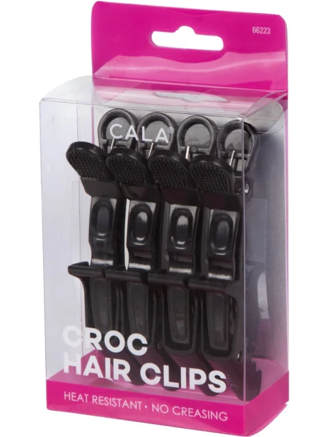 CROC HAIR CLIPS: BLACK (4PCS.)