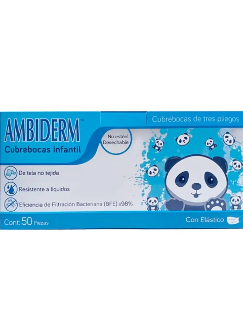 CUBREBOCAS INFANTIL AZUL CON PANDAS