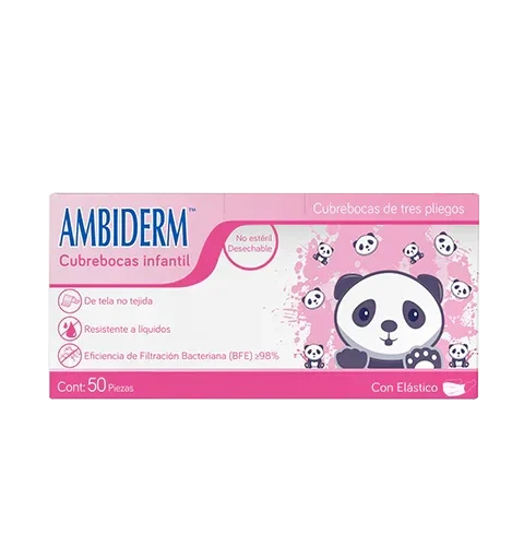 CUBREBOCAS INFANTIL ROSA CON PANDAS