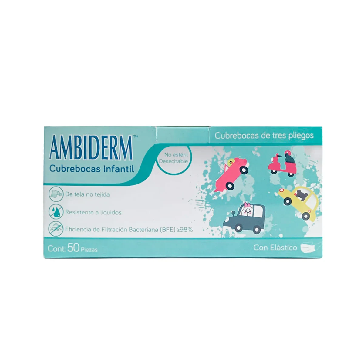 CUBREBOCAS INFANTIL VERDE CON CARRITOS