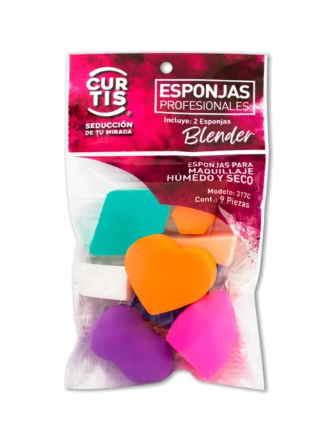 CURTIS ESPONJAS MAQUILLAJE HUMEDO Y SECO 9 PIEZAS 317C