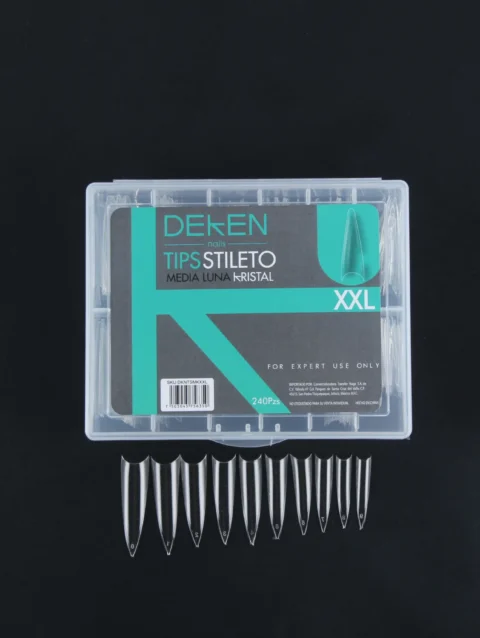 DEKEN TIPS STILETO MEDIA LUNA KRISTAL XXL 240Pzas