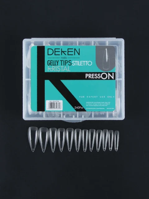 DEKEN TIPS STILETTO GELLY KRISTAL PRESSON 240Pzas