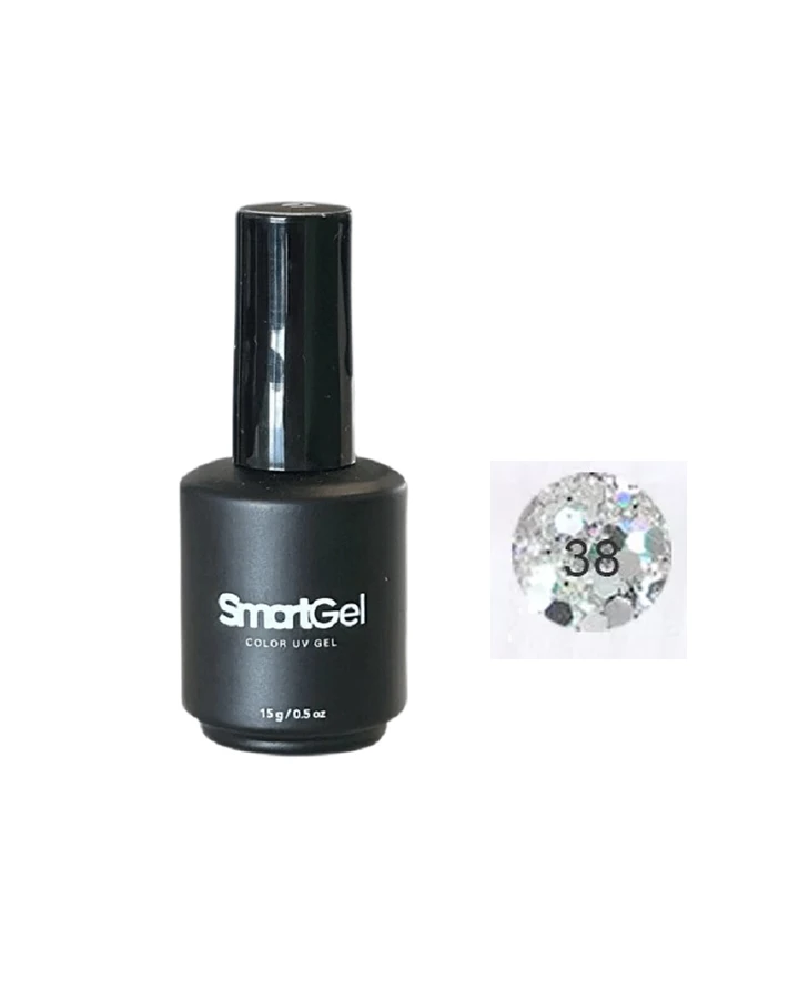 GLOSS OVER SMARTGEL COLOR GEL UV 15 ML. TONO 38 GLITTER PLATA