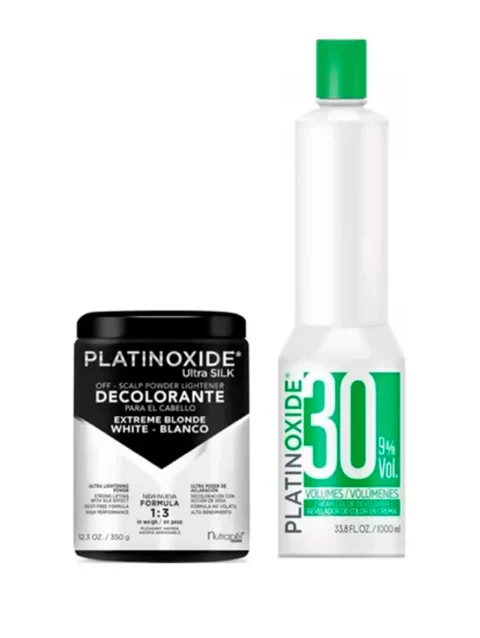 PLATINOXIDE DECOLORANTE BLANCO ULTRA SILK 350 G. + PEROX. LITRO DESB
