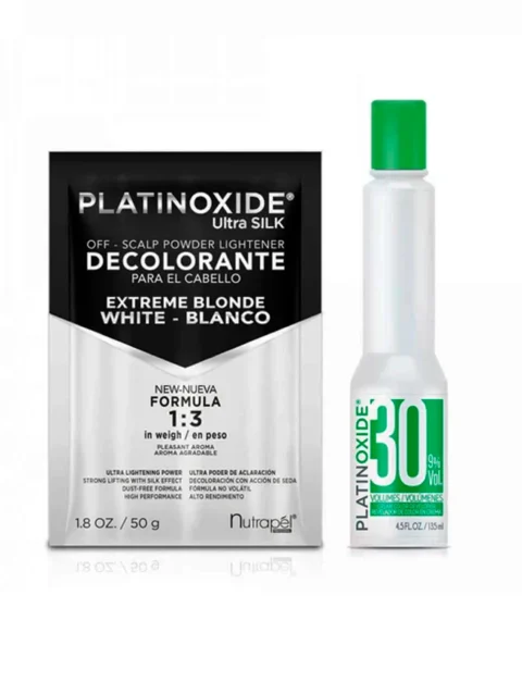PLATINOXIDE DECOLORANTE ULTRA SILK BLANCO 50 G. + PEROXIDO 135 ML. DC05