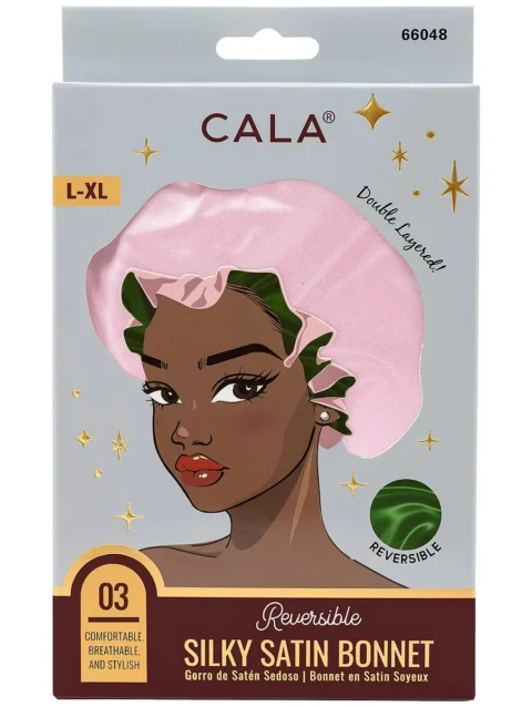 SILKY SATIN BONNET: PINK/AVOCADO