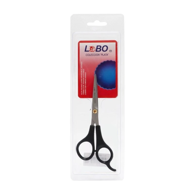 Tijera para Cortar Cabello Negra 1049-05 Lobo Colección Plata