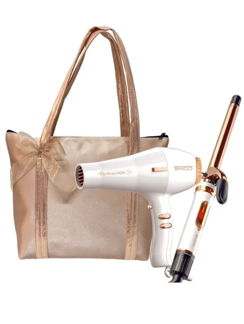 TIMCO BLOWOUT KIT SECADORA NAN-1+TENAZA DIGITAL TRX-19+BOLSA GOLD RADIANCE