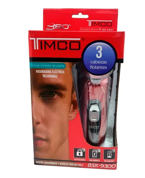 TIMCO RASURADORA RECARGABLE ROJA BSK-9300-R - Image 2