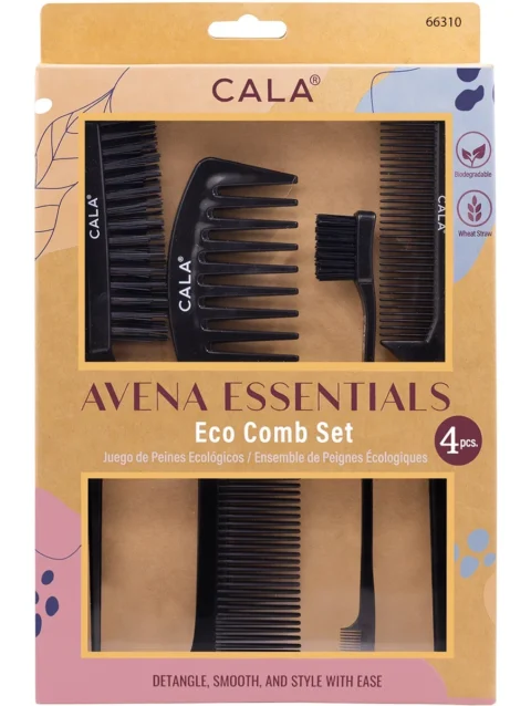 WHEAT STRAW COMB SET: BLACK (4PCS)